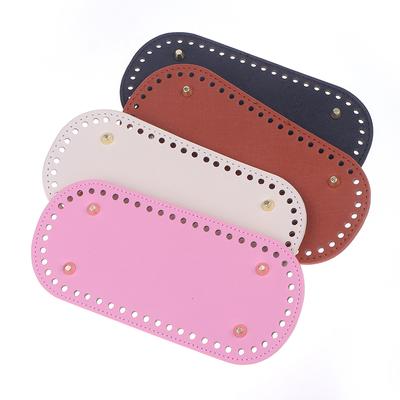 1Pc Long Bottom For Knitted Bag Pu Leather Bag Base Handmade Bottom With Holes Diy Crochet Bag Bottom Accessories