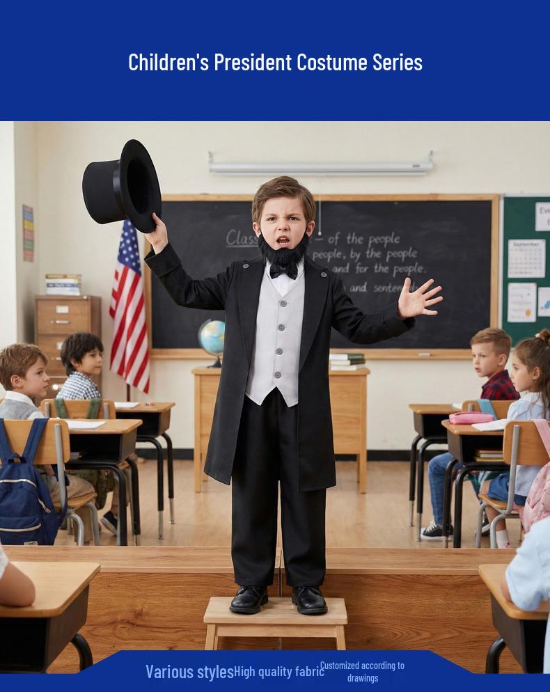 Kinder-Retro-Kostümset im Lincoln-Design für Bühnenauftritte und Festivals