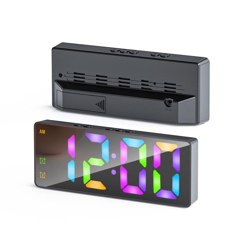 Minimalist Dual-Use LED Alarm Clock with Voice Control and Temperature Display