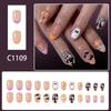 French Tips Fake Nail Acrylic Nail Almond False Nail Glues On Nail Stick On Nail for Women Halloween Press On Nail