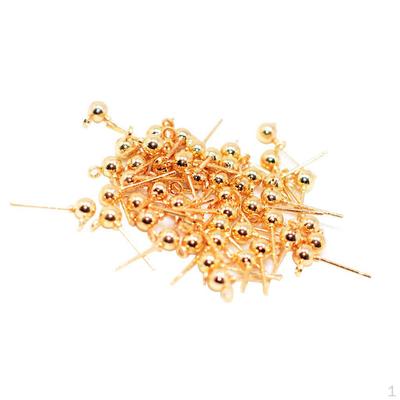 50 Pin Studs Earring Posts with Loop Jewelry Making Supply 15x6mm Replacements Accessory