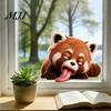 Autocollants de Fenêtre Réutilisables Dessin Animé Autocollant Statique Amusant, Forme Panda/Singe Tirant la Langue, Autocollants Décoratifs en PVC pour Vitres Panda Roux,