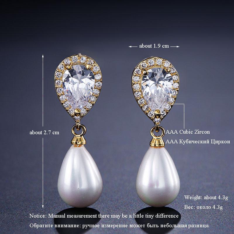 ZAKOL Brand Water Drop Simulated Zircon Dangle Earrings for Women Fashion Lady's Ear Accessory Wedding Engagement Party Zircon