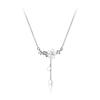 925 Sterling Silver Cherry Flower Shell Long Tassel Necklace for Women Sweet Heart Pendant Clavicle Chain Necklace S-N703
