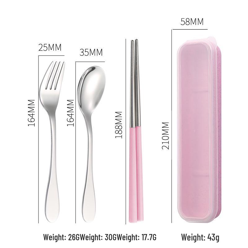 Stainless Steel Travel Cutlery Set: Fork, Spoon, Chopsticks with Portable Storage Box