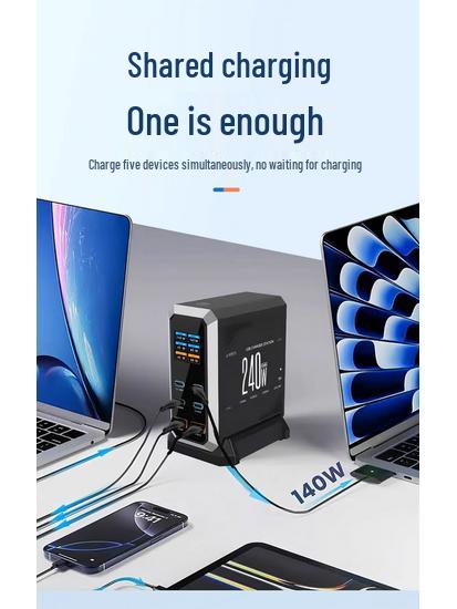 240W GaN Multi-Port Fast Charging Station with 2A USB-C for Laptops.