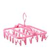 Foldable Multi-Head Clothes Drying Rack with 32 Clips for Children's Clothing