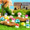 New 10-80PCS Mini Resin Mushroom 8 Colors Small Mushrooms for Dollhouse Decor Micro Fairy Garden Landscape Aquarium Tiny Toys