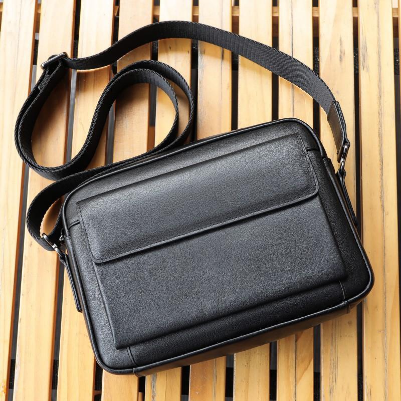 Crossbody Bag Men's Leather Casual Small Shoulder Korean Version Trendy High-end Feeling Top Layer Cowhide