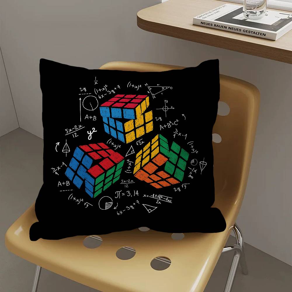 Car Living Room Sofa Cushion Cover Rubik'S Cube Cartoon Pattern Cushion Cover Luxury Home Decoration Pillow Cover