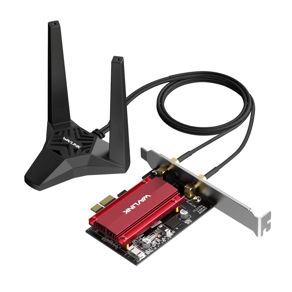 WAVLINK WiFi 6E AX5400M PCIe WiFi Radeon AX210 Network Card with Bluetooth Low Profile Heatsink Intel AX210 Network Card for Windows PC 5.3, MU-MIMO,