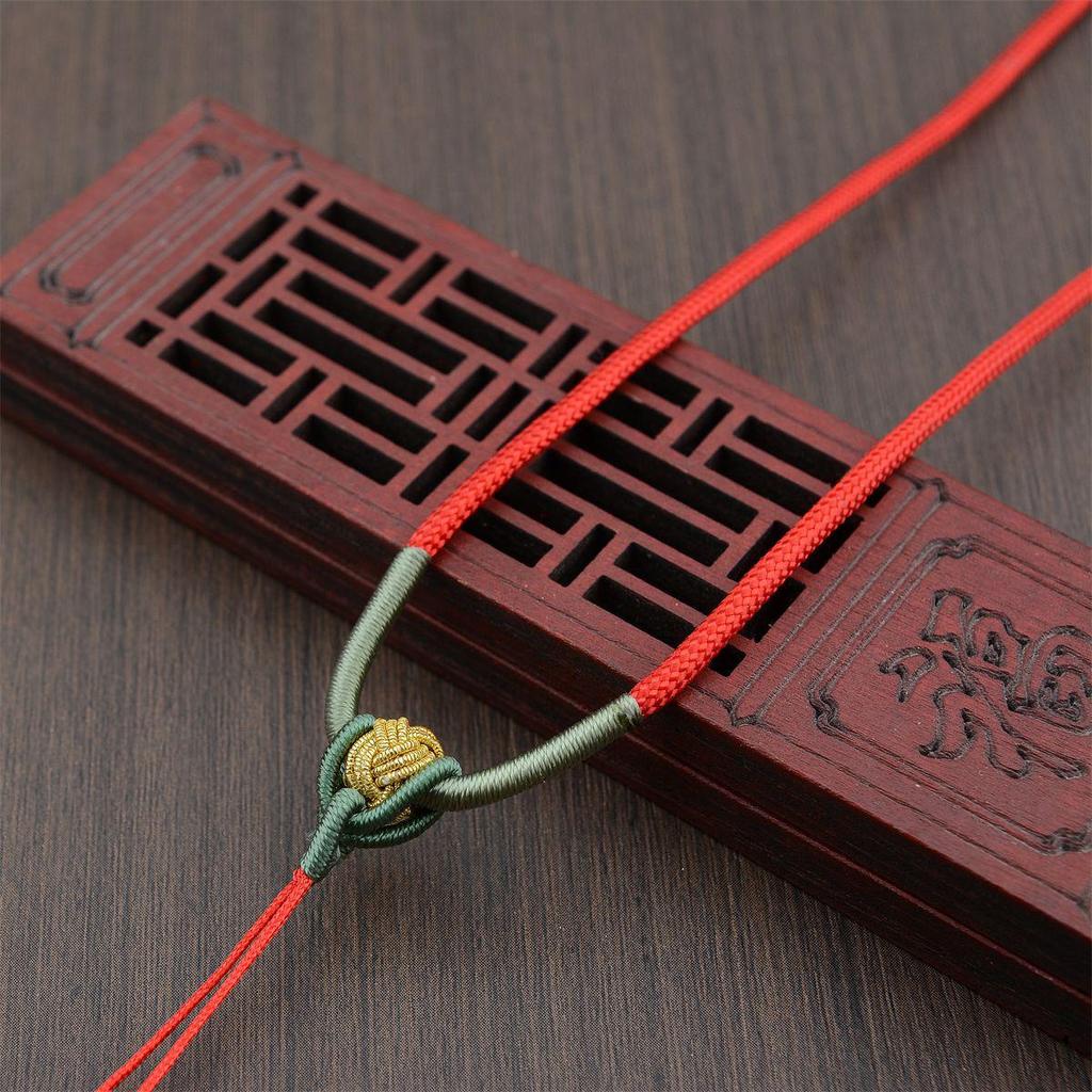 Adjustable Hand-Woven Necklace with Jade Agate Ruyi Pendant & Crystal Cord