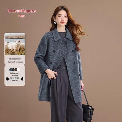 Qianbainian Women's Autumn/Winter Wool & Silk Double-Faced Coat