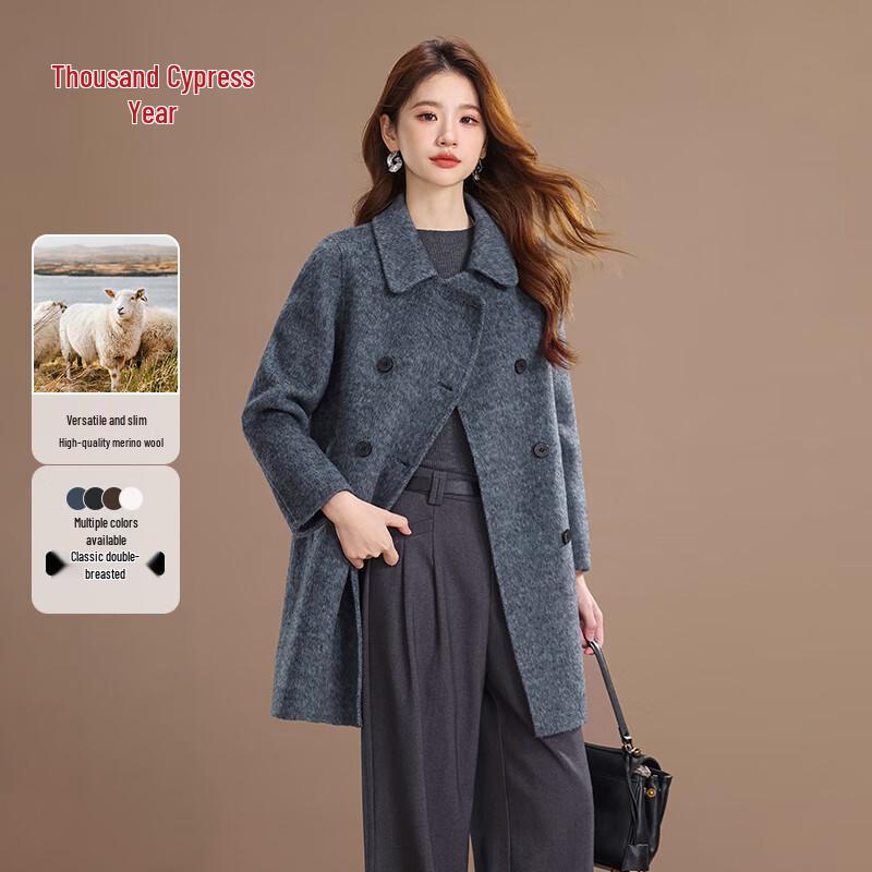

Qianbainian Women s Autumn/Winter Wool & Silk Double-Faced Coat XL