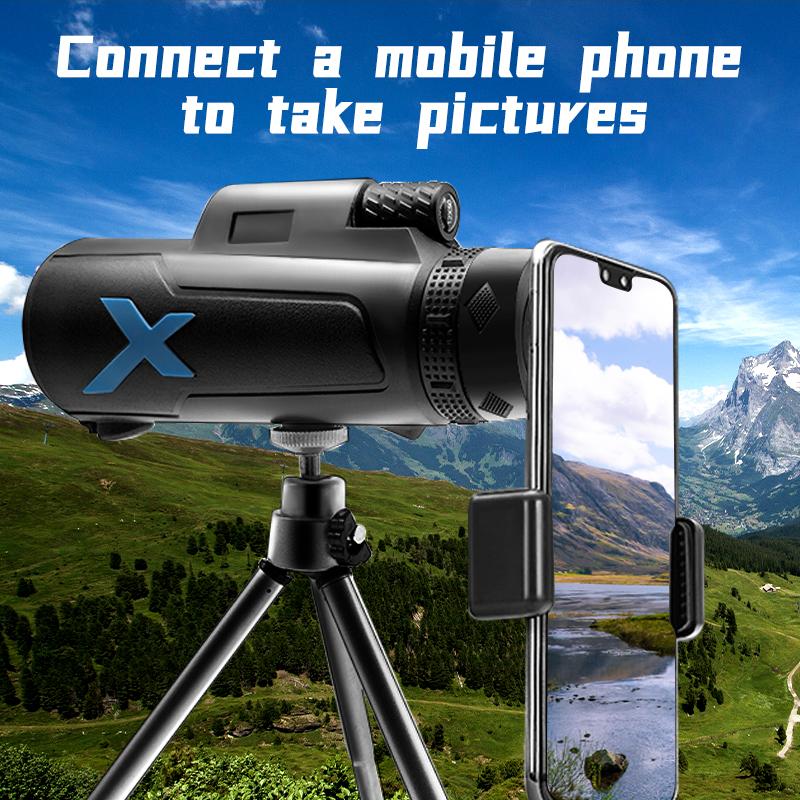 12x50 HD ZOOM Powerful Monocular Telescope Portable Binoculars Long Range Telescope Hunting Camping With Tripod Phone Clip
