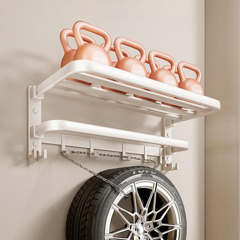 Towel Rack Bathroom No-Drill Bath Towel Rack Integrated Hanging Set Toilet Cream Style Bathroom Shelf Storage Rack