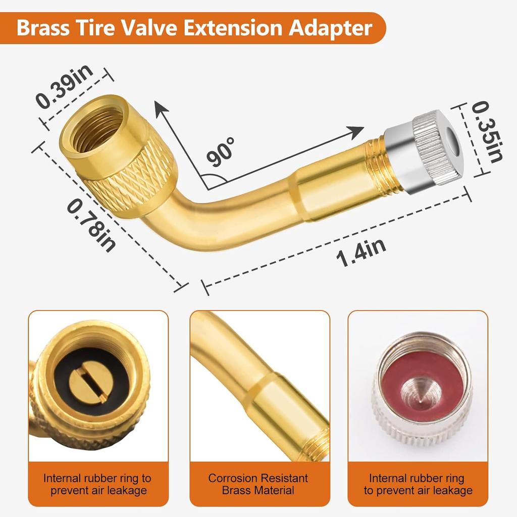 SAFELIFE Tire Valve Extensions, 8.25 Inch Flexible Valve Stem Extenders with 90 Degree Brass Schrader Tire Valve Extension Adaptor Compatible for