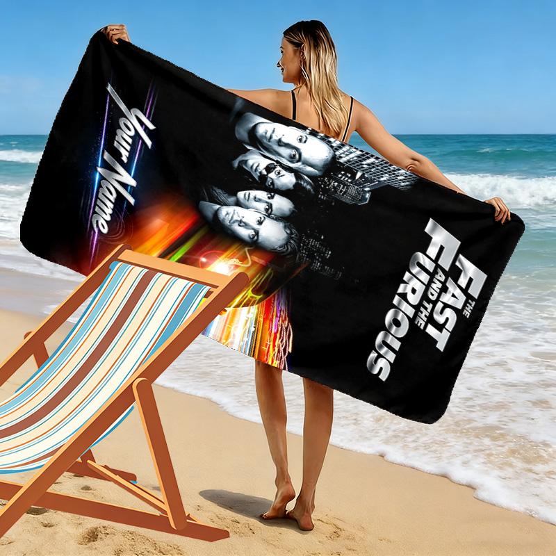 Name Custom Car Racing Fast Furious Print Beach Towel, Large Soft Quick Dry Towel for Beach Camping Swimming