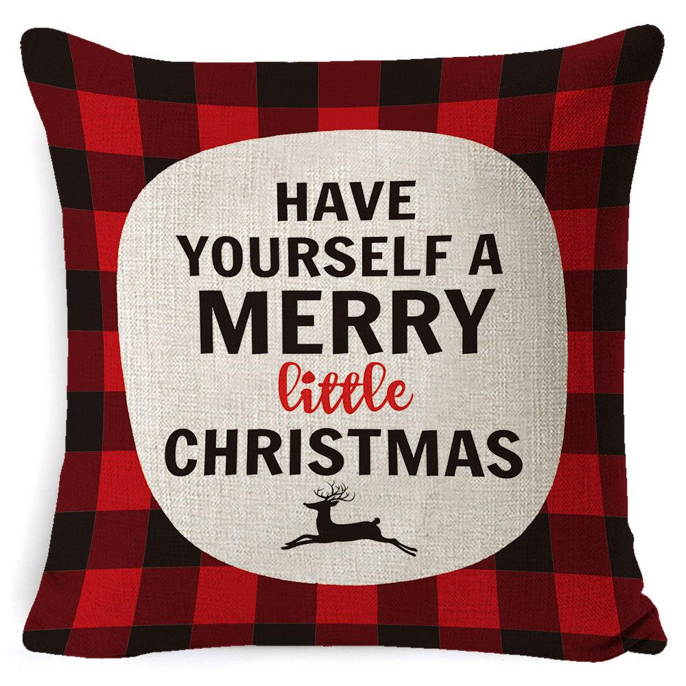 Christmas Pillow Cover Home Sofa Cushion Elk Letter Print Cushion Cover Christmas Atmosphere