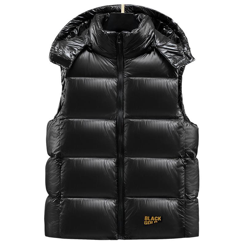 Unisex 2024 Schwarz Gold Daunenweste: Lässig, Verdickt, Trendige Weste