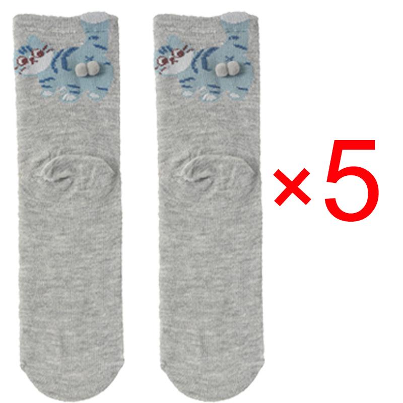 5 Perechi Șosete Desen Animat 3D Design Ou Pisică pentru Femei Moi Confortabile Drăguțe și Amuzante Șosete Tub Mediu