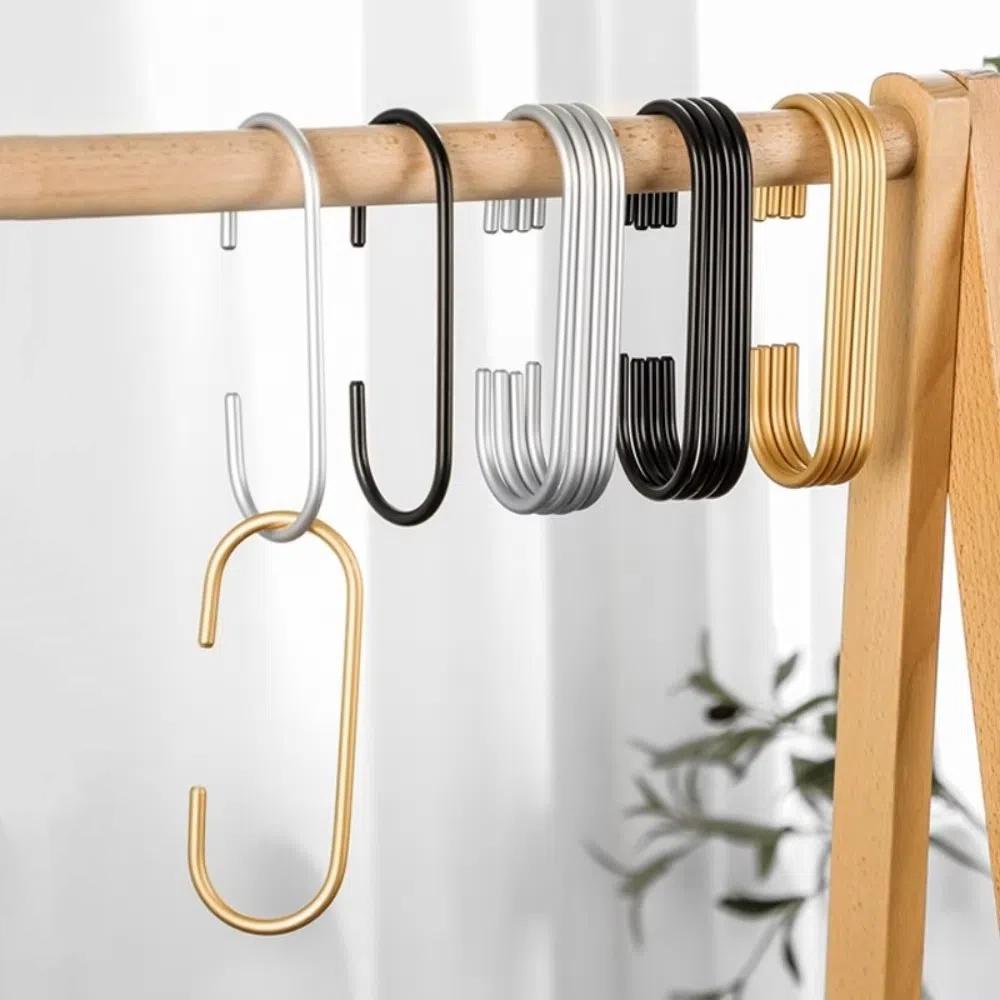 5pcs Aluminium Alloy Clasp Holder Hooks Multifunction Clothes Bag Hanger  Closet Organizer