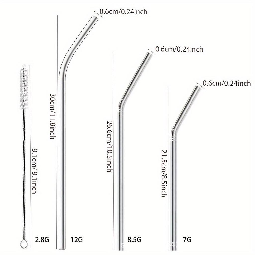 304 Stainless Steel Straws for Bars, Milk Tea, Juice & Coffee Shops