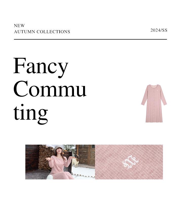 Stylish Plus Size Pink Knitted Dress – Slimming & Elegant Spring Wear (Style 65101)