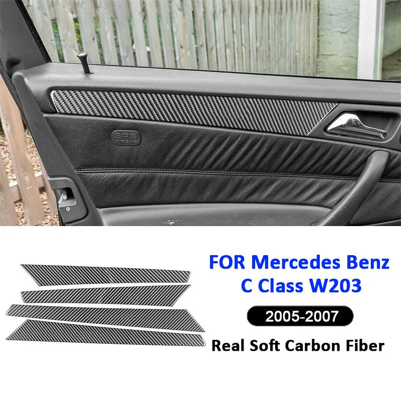 Carbon Fiber Car Door Anti kick Panel Anti Dirty Pad Protect Cover Decoration Sticker For Mercedes Benz C Class W203 2005-2007