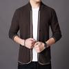 Men's Slim Fit Spring/Autumn Knit Cardigan with Pockets - Solid Color Korean Style Outerwear