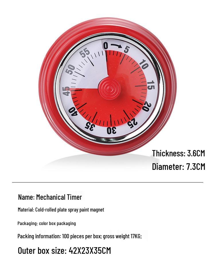 Retro Japanese Magnetic Kitchen Timer with Visual Countdown