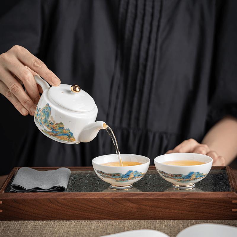 Chaxun White Porcelain Travel Tea Set