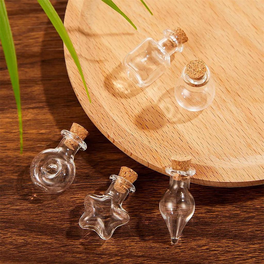 Clear Glass Mini Wishing Bottles Jars with Cork Stoppers Set for Craft Enthusiasts Art Projects Decors Party Favor
