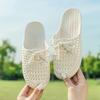 Damen Sandalen Sommer Hohl Zehenkappe Weibliche Flache Hausschuhe Outdoor Lässig Strand Einfarbig Atmungsaktiv Weich Damen Lochsandalen