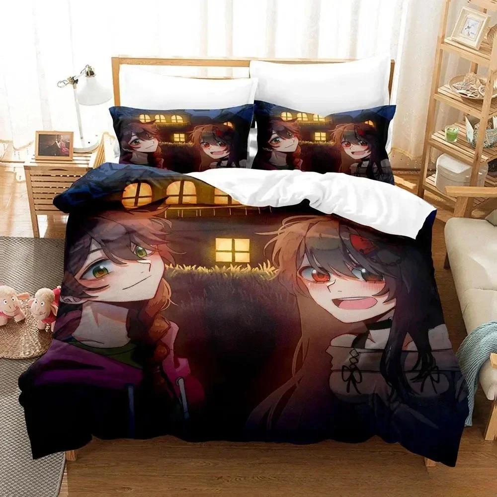 Jeff and Jane Creepypasta Bedding Set Single Twin Full Queen King Size Bed Set Adult Kid Bedroom Duvet Cover Sets 3D Print Anime