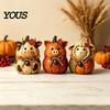Fall Harvest Festival Home Decor 3PCS Rustic Autumn Wooden Ornaments, Animal Designs Retro Table Distressed Farmhouse Crafts, Decorative Handmade