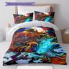 Juego de Ropa de Cama con Estampado de Dibujos Animados Colcha Funda de Colcha Funda de Almohada Decoración del Hogar Regalo de Cumpleaños (1 * funda nórdica + 2 * fundas de almohada, sin núcleo)