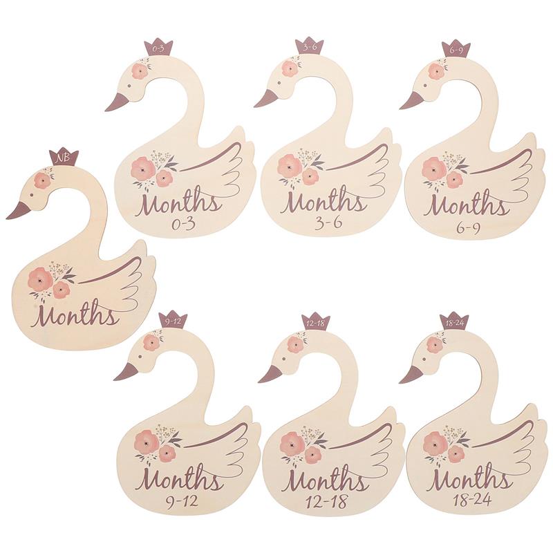 

7Pcs Swan Shaped Wooden Hanging Dividers Clothes Size Labels Baby Closet Wardrobe ganizer Hanger Nursery Boxwood Closet Hangers 17.90X12.80X0.20CM хаки