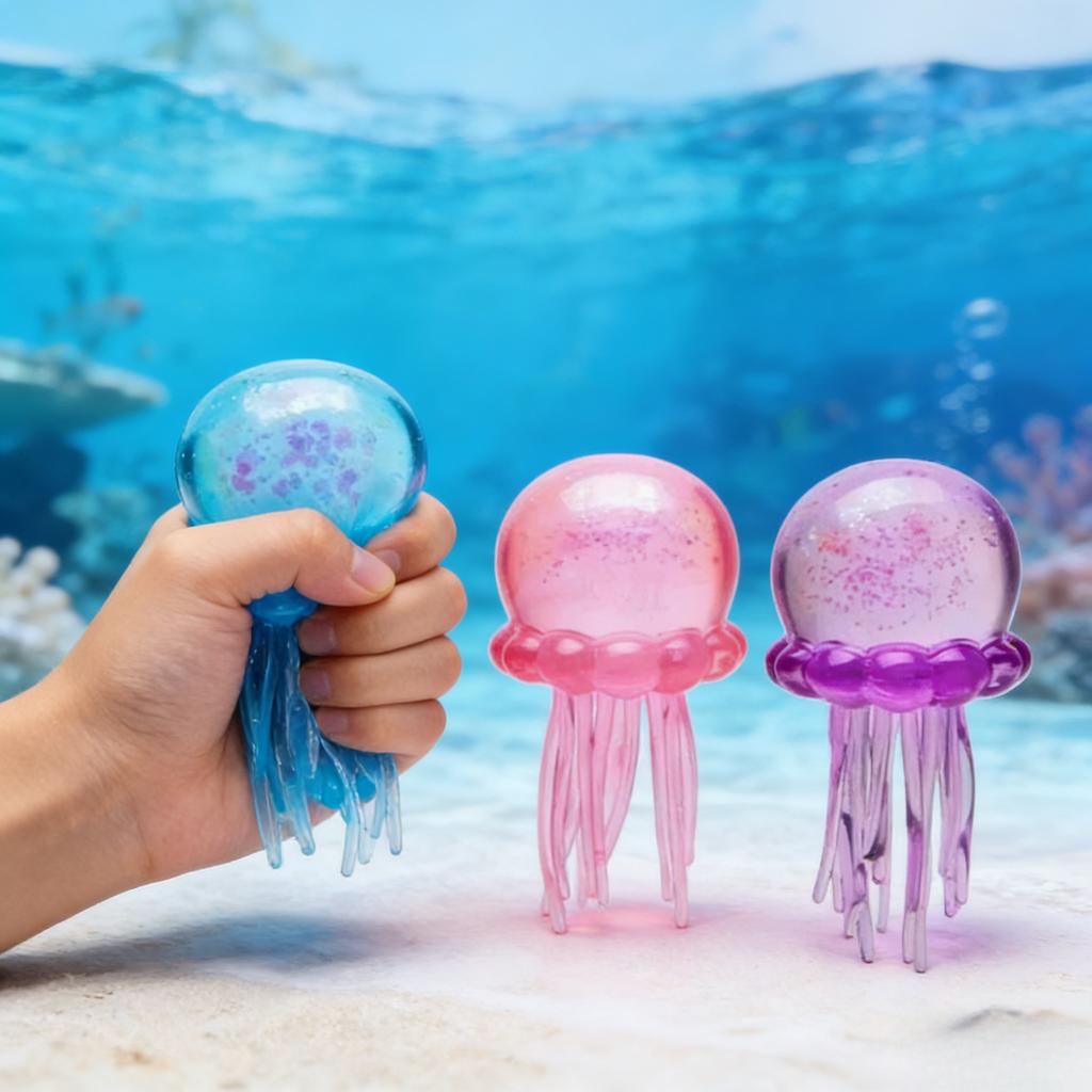 Kids Jellyfish Squish Squeeze Toy, Waterproof Beach Water Play Fidget, Sensory Stress Relief Toy