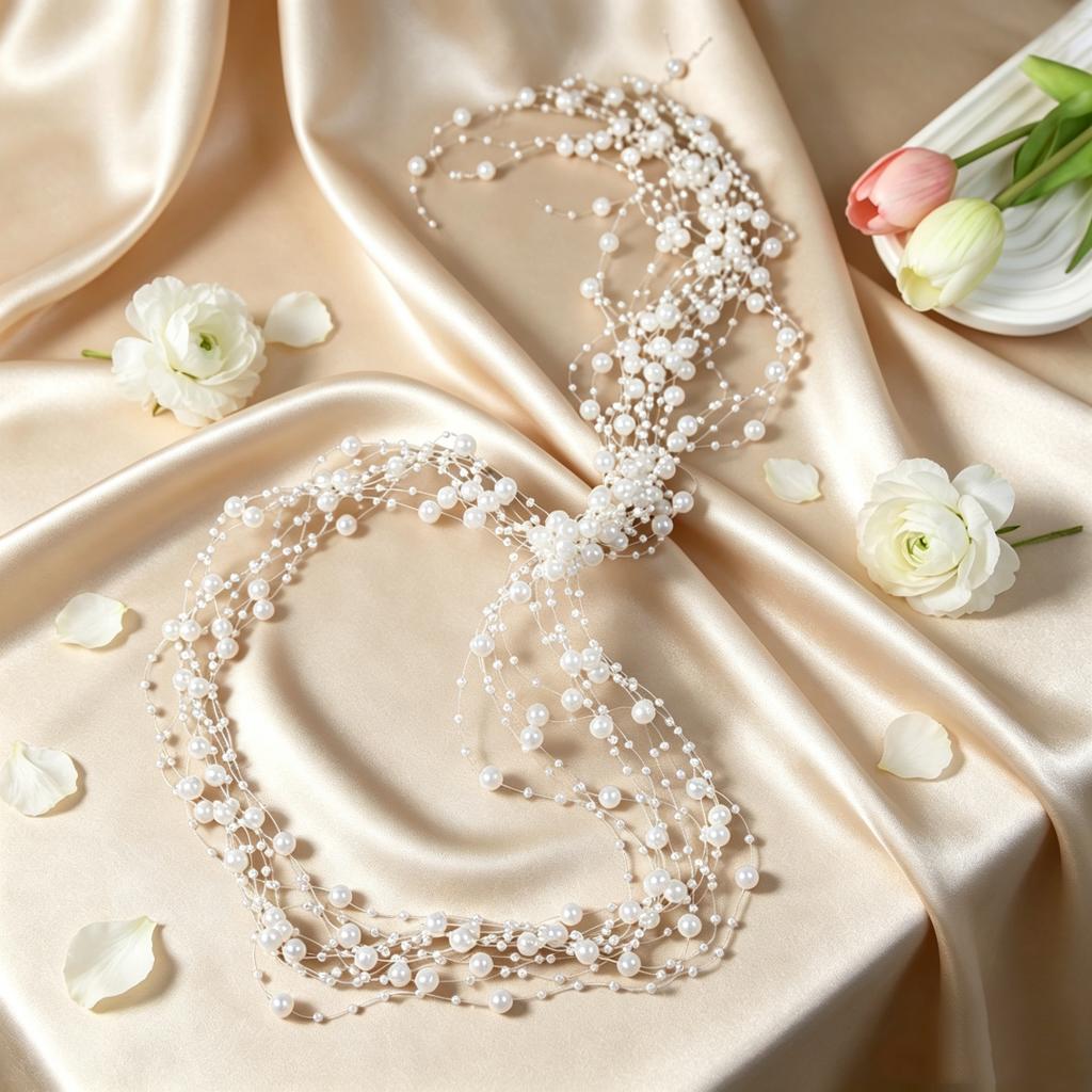 Pearl Tassel Bridal Headband Bohemian Style Bridal Hair Accessories Women Cascading Imitation Pearl Headpiece for Wedding Party