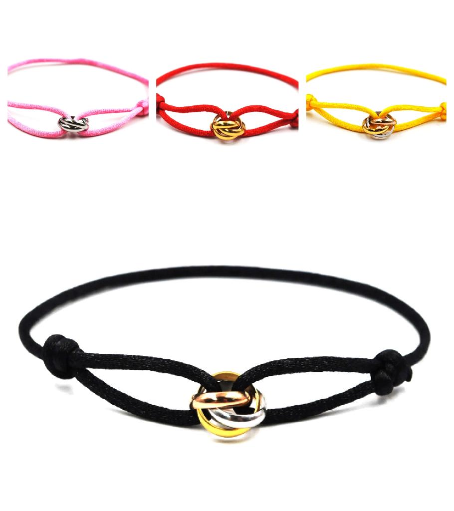 Classic Titanium Steel Lover Three Circles With Colorful Rope Bracelet for Women Men Custom DIY Bracelet New2023