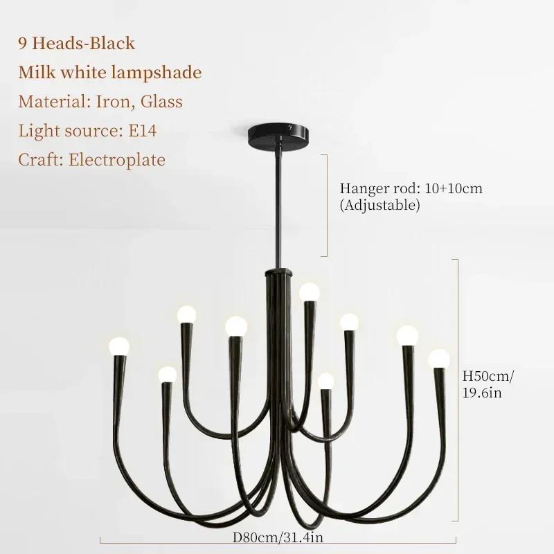 Nordic Luxury Living Room Candle Pendant Light American Iron LED Pendant Light Bedroom Lighting Dining Room Home Decoration