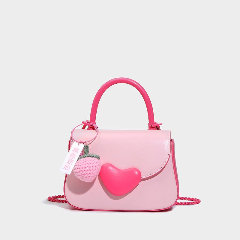 

Light Luxury Trendy Versatile Heart Gift Bag Ins Hot-Selling Sweet Cool Style Small Bag 2023 Handheld Small Square Bag Women s Bag рожевий