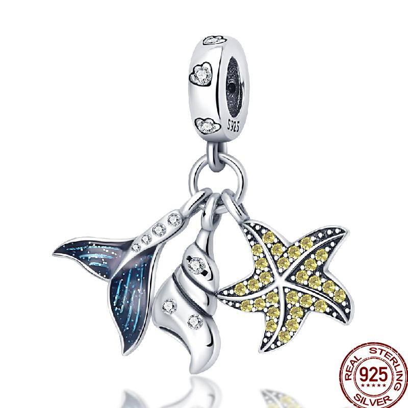 Copper Beach Ocean Vacation Drink Starfish Charm Beads Suitable Fit Pan Original Bracelet Diy Holiday Jewelry Gift