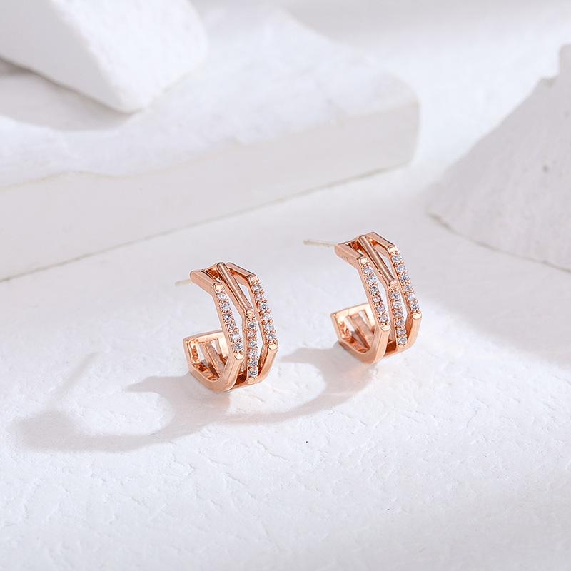 Rose Gold Geometric Women's Earrings: Unique Irregular Shape, Individually Packaged