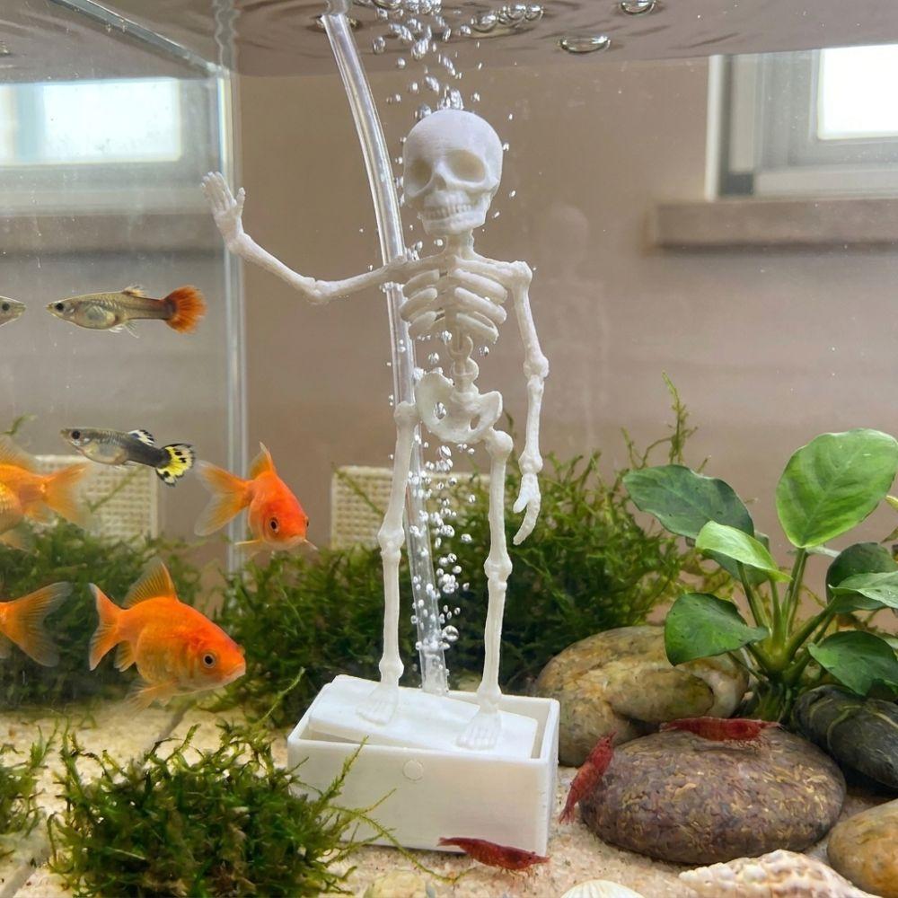 with Suction Base Dancing Skeleton Aquarium Bubbler Wiggling Skeleton Ornament Aquatic Landscaping