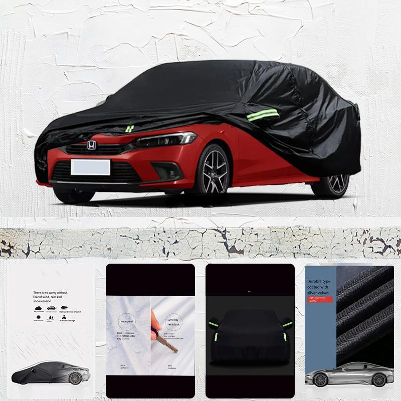 For Honda Civic Auto Anti Snow Anti Dust Anti Uv Anti Freeze 210T Anti Peeling Paint And Anti Rainwater Car Cover Black