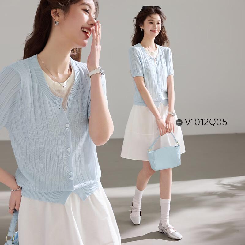 VICTORIA&VERA Faux Two-Piece Knit Top with Bow Detail