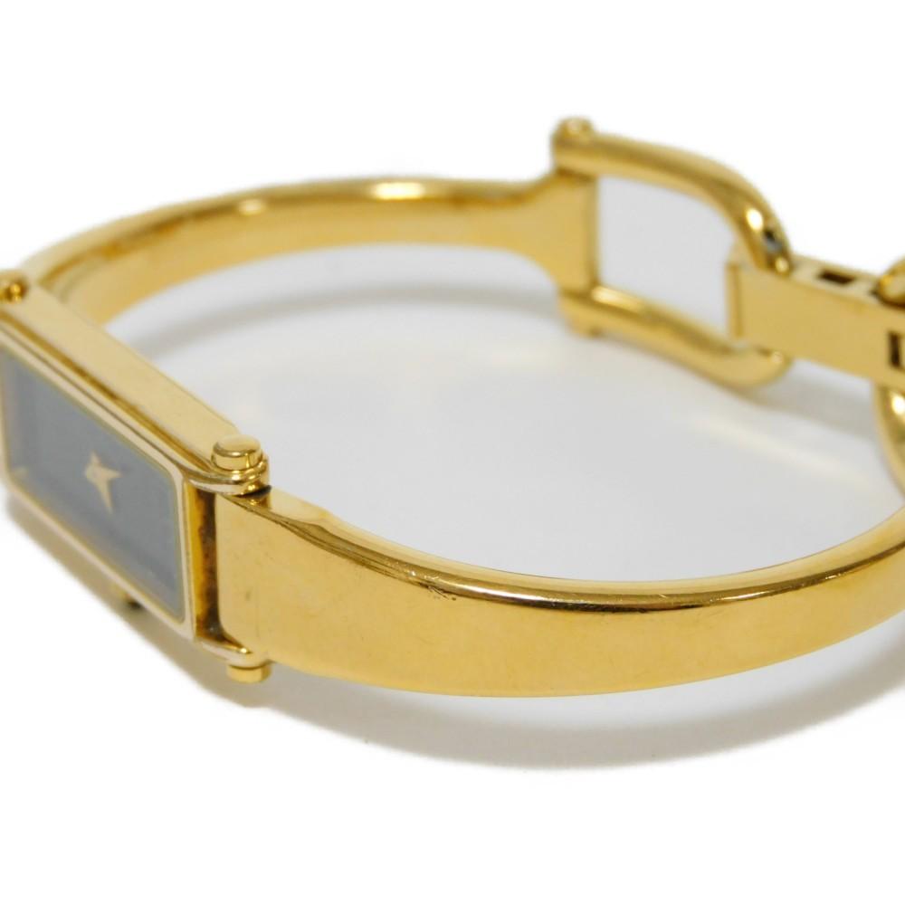 Used 9539 Bangle Watch 1500 7975 Black Dial Quartz Gold Plated Women's from Japan AUTHENTIC