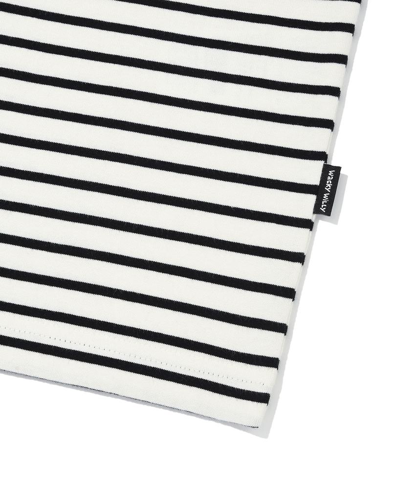 WACKY WILLY Kiki Wappen Striped Short Sleeve T-Shirt Black